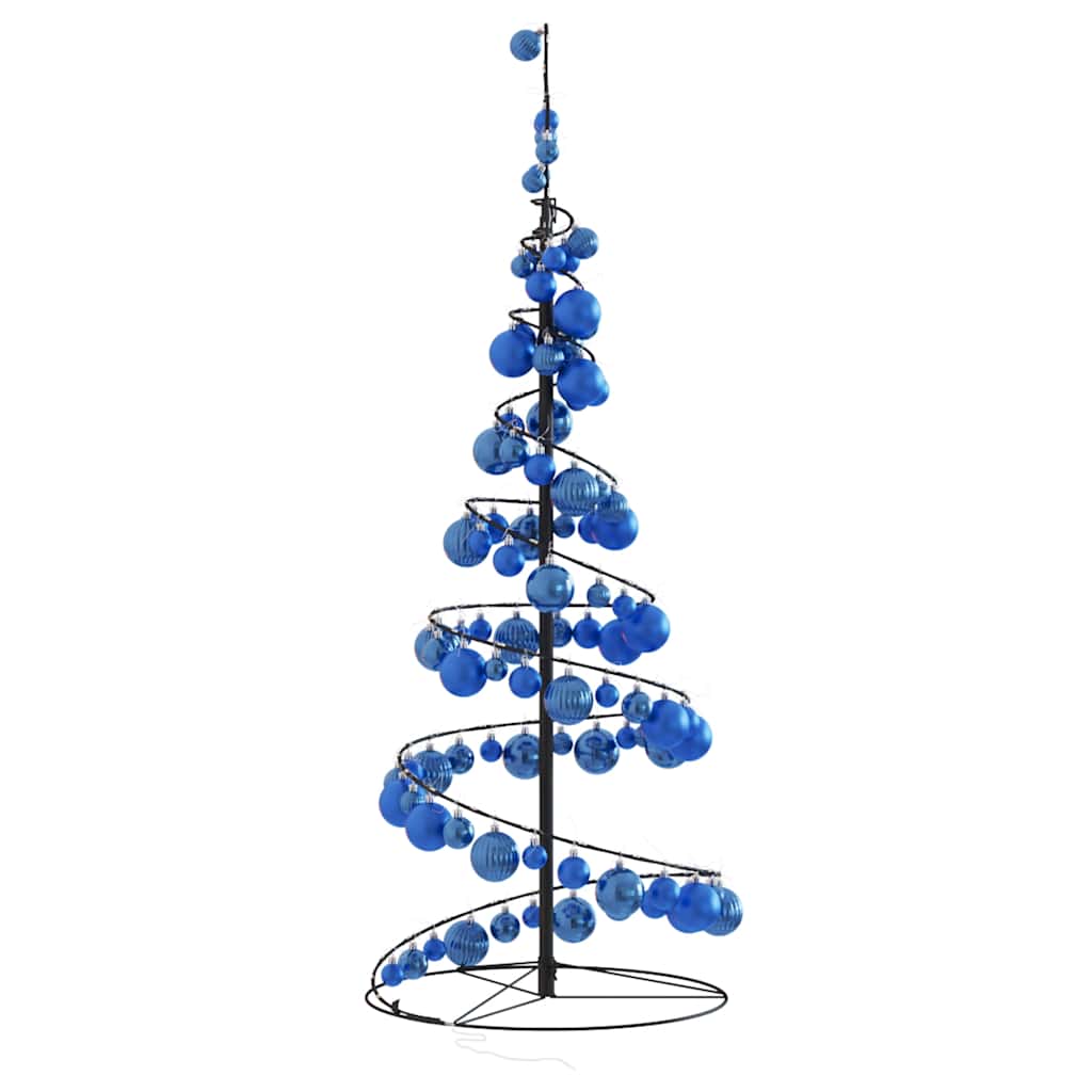 Albero di Natale a LED con Palline 80 LED Bianco Caldo 120 cm