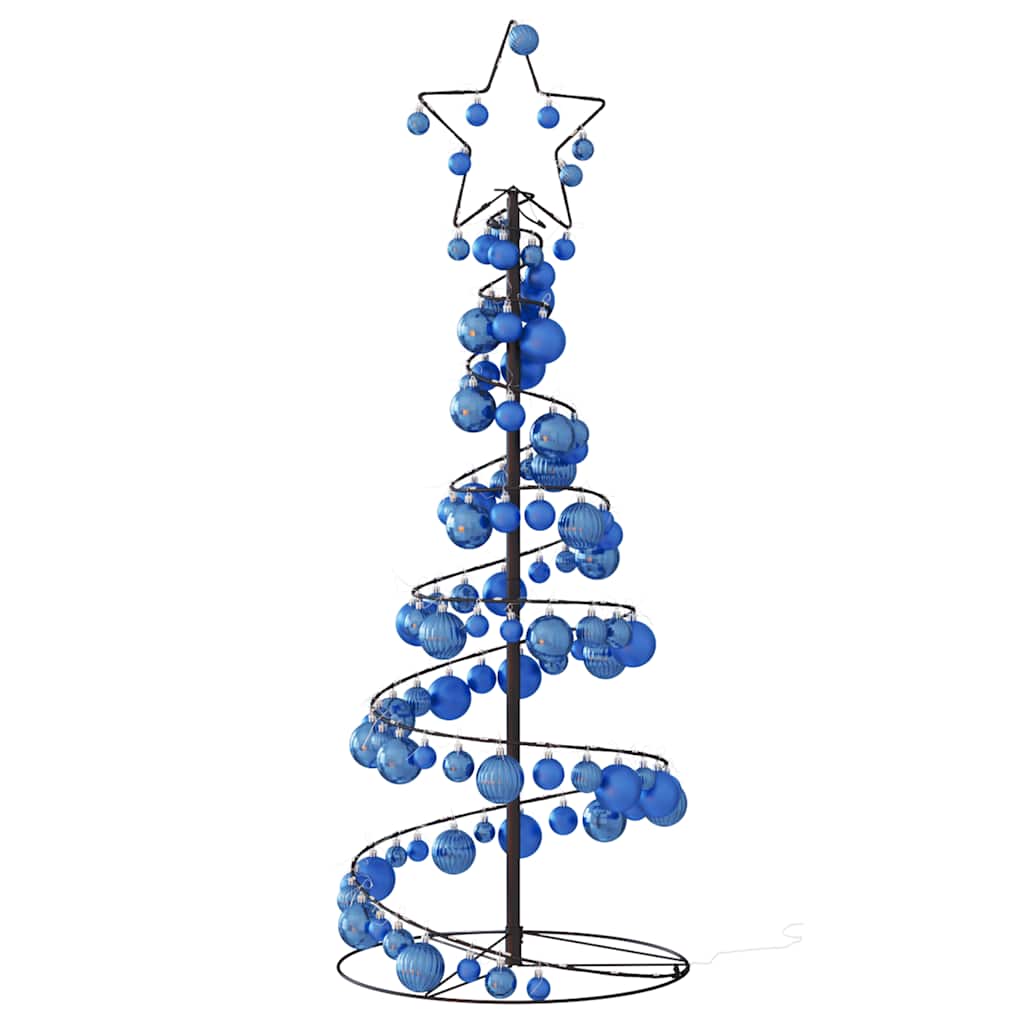 Albero di Natale a LED con Palline 80 LED Bianco Caldo 120 cm