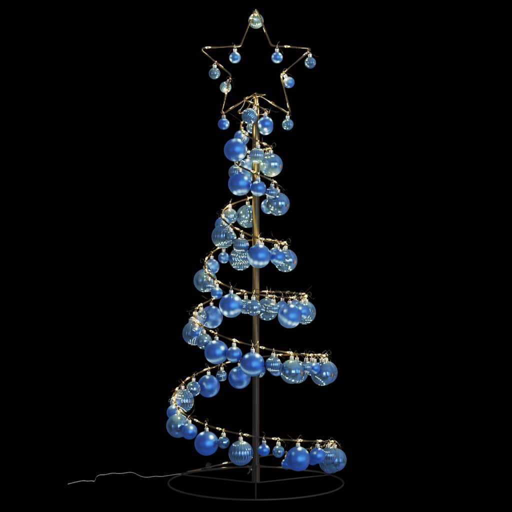 Albero di Natale a LED con Palline 80 LED Bianco Caldo 120 cm