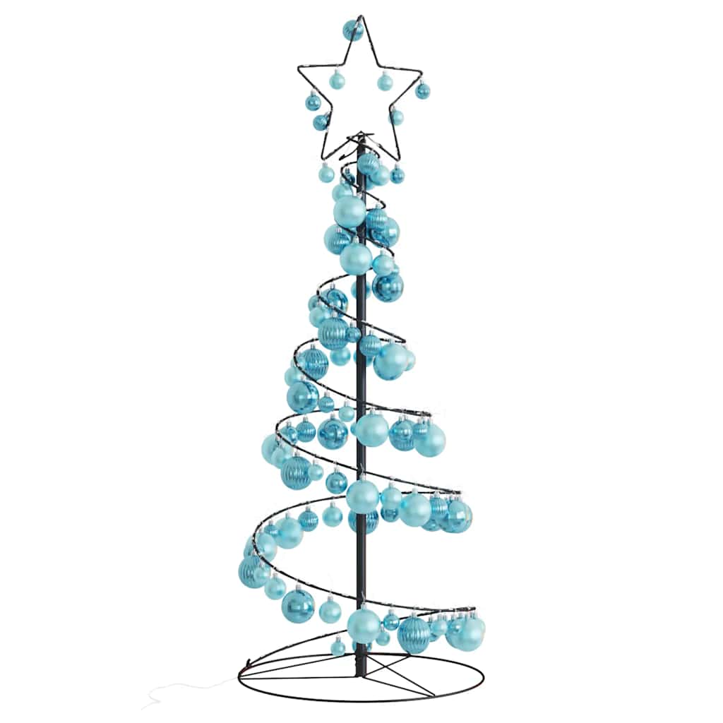 Albero di Natale a LED con Palline 80 LED Bianco Caldo 120 cm