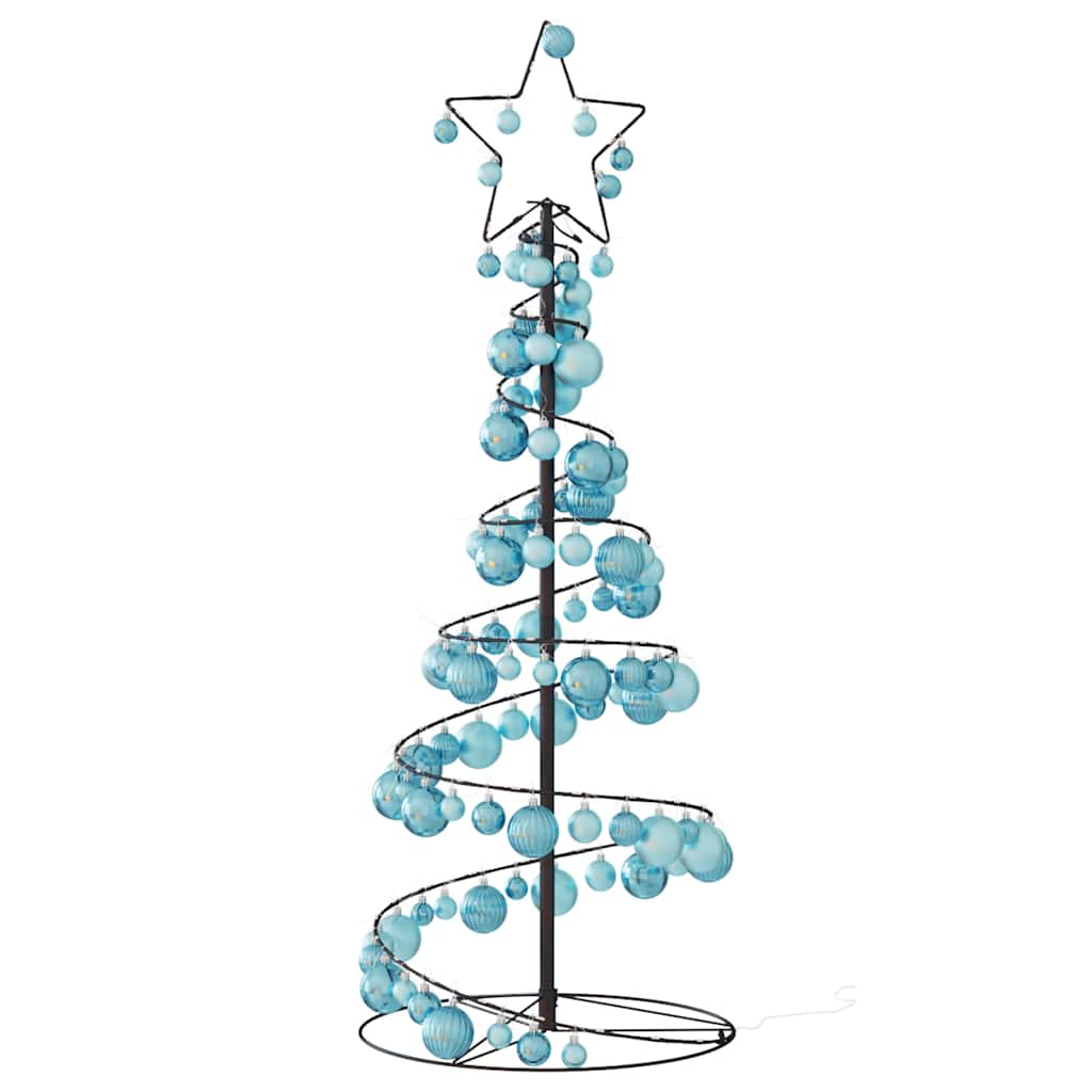 Albero di Natale a LED con Palline 80 LED Bianco Caldo 120 cm