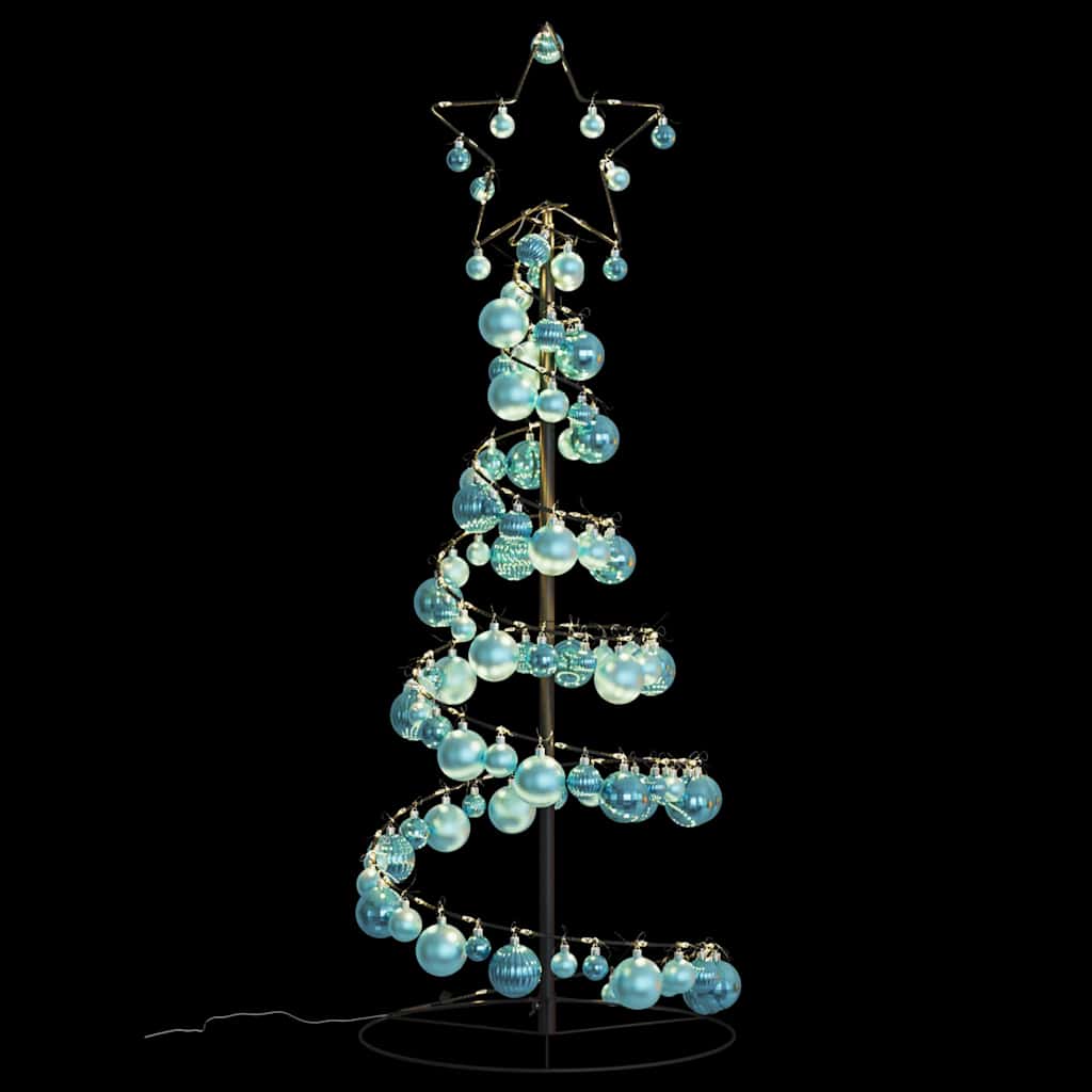 Albero di Natale a LED con Palline 80 LED Bianco Caldo 120 cm