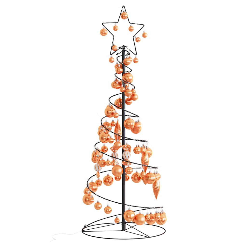 Albero di Natale a LED con Palline 80 LED Bianco Caldo 120 cm