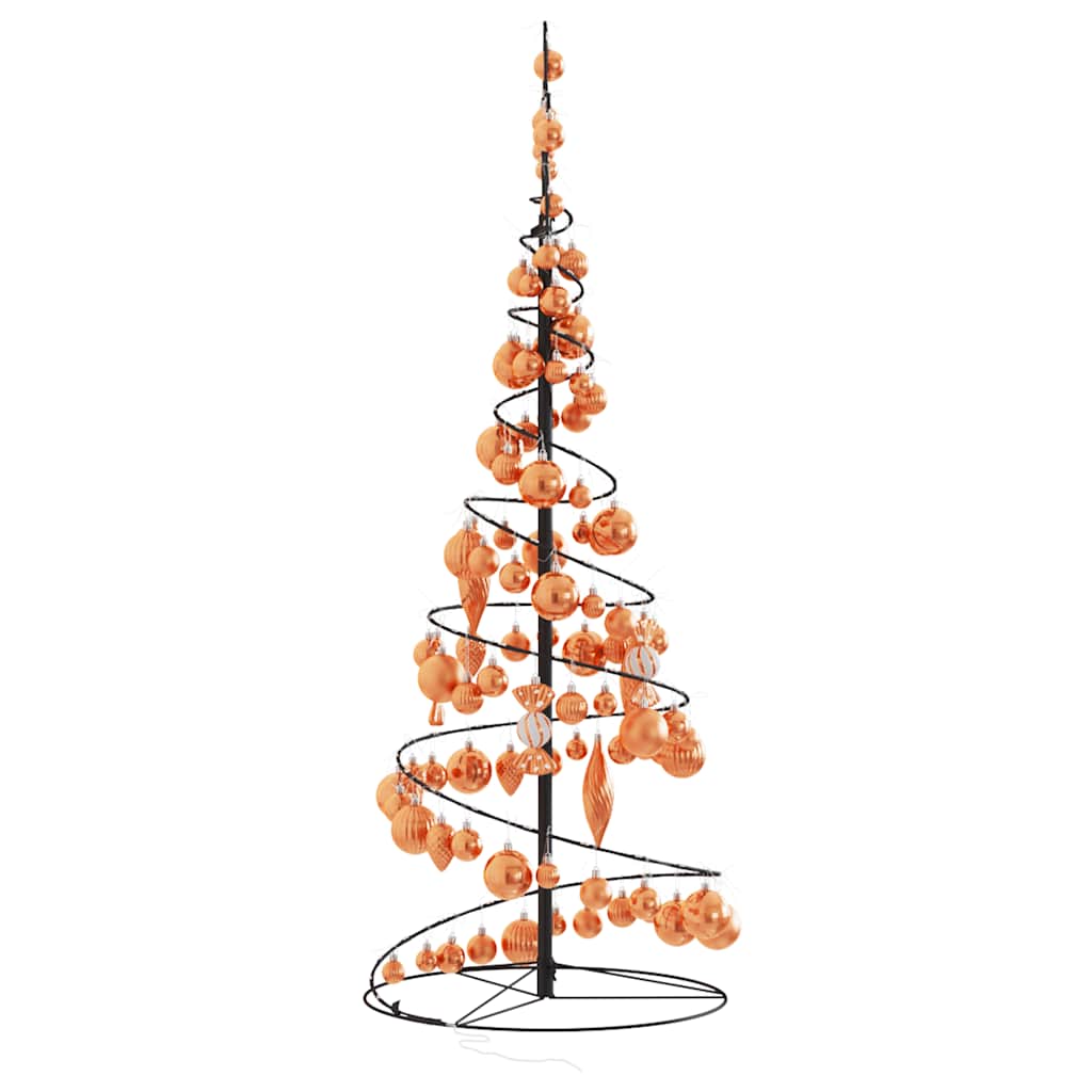 Albero di Natale a LED con Palline 80 LED Bianco Caldo 120 cm