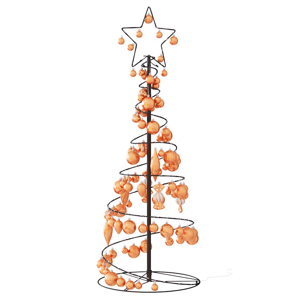 Albero di Natale a LED con Palline 80 LED Bianco Caldo 120 cm