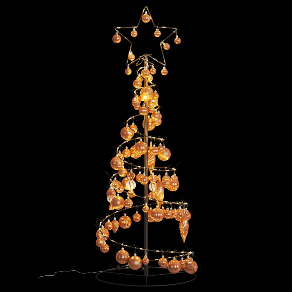 Albero di Natale a LED con Palline 80 LED Bianco Caldo 120 cm