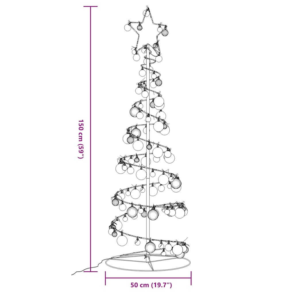 Albero di Natale a LED con Palline 100 LED Bianco Caldo 150 cm