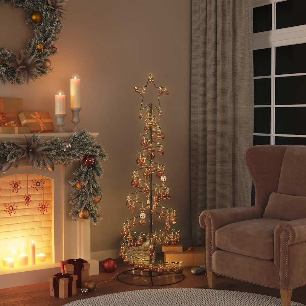 Albero di Natale a LED con Palline 100 LED Bianco Caldo 150 cm