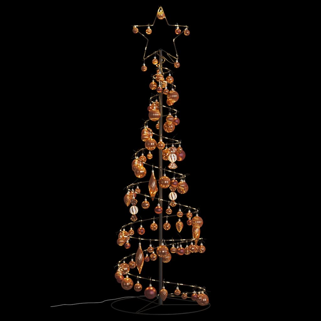 Albero di Natale a LED con Palline 100 LED Bianco Caldo 150 cm
