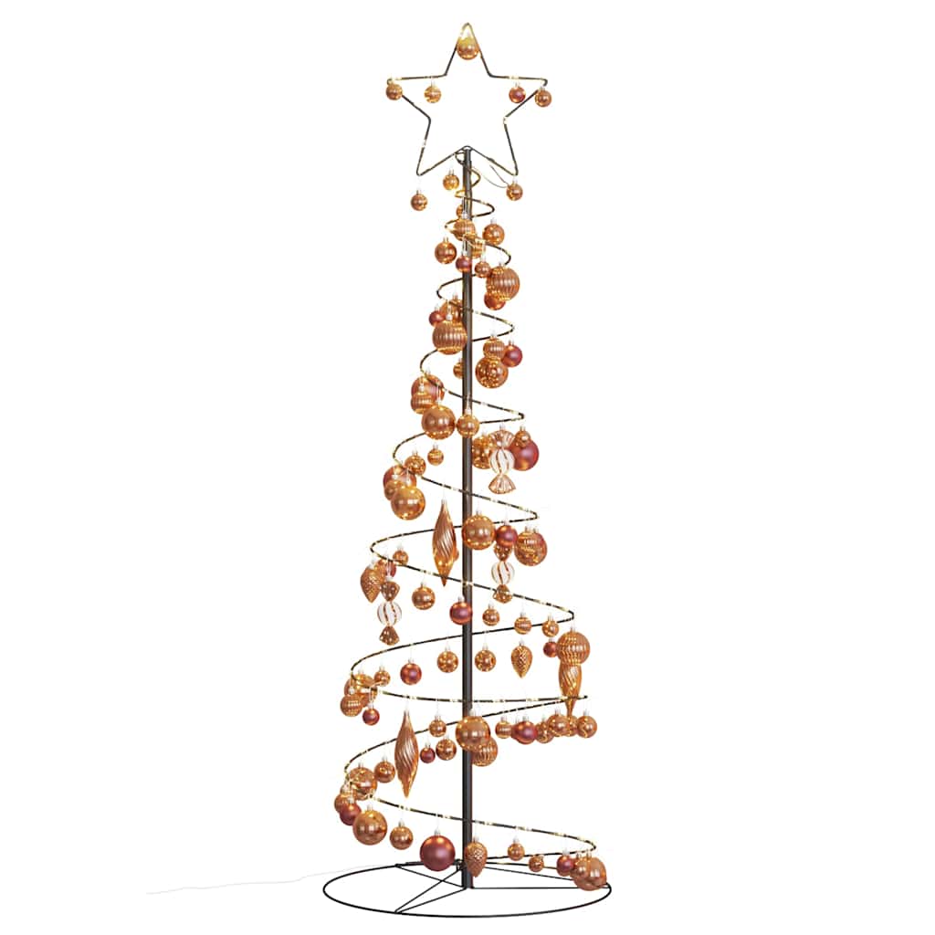 Albero di Natale a LED con Palline 100 LED Bianco Caldo 150 cm