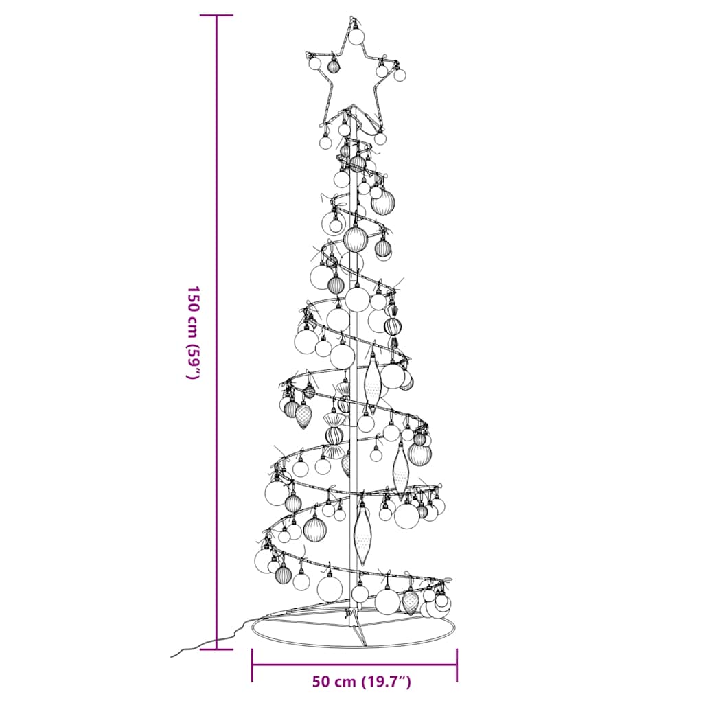 Albero di Natale a LED con Palline 100 LED Bianco Caldo 150 cm