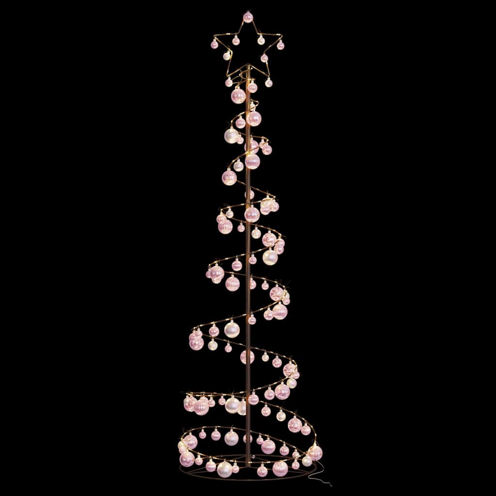 Albero di Natale a LED con Palline 120 LED Bianco Caldo 180 cm