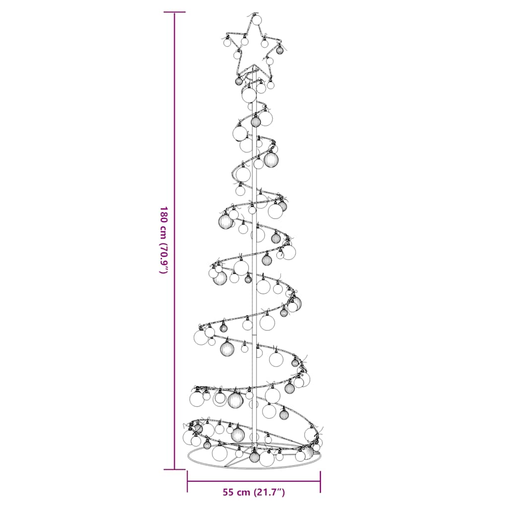 Albero di Natale a LED con Palline 120 LED Bianco Caldo 180 cm