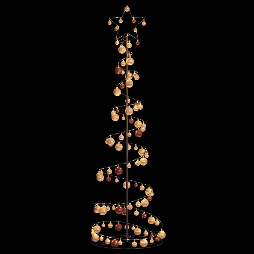 Albero di Natale a LED con Palline 120 LED Bianco Caldo 180 cm