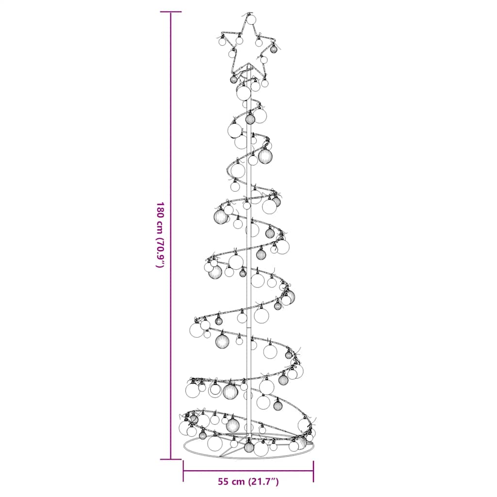 Albero di Natale a LED con Palline 120 LED Bianco Caldo 180 cm