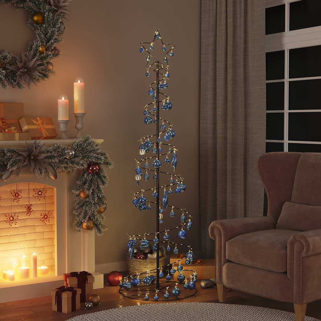 Albero di Natale a LED con Palline 120 LED Bianco Caldo 180 cm