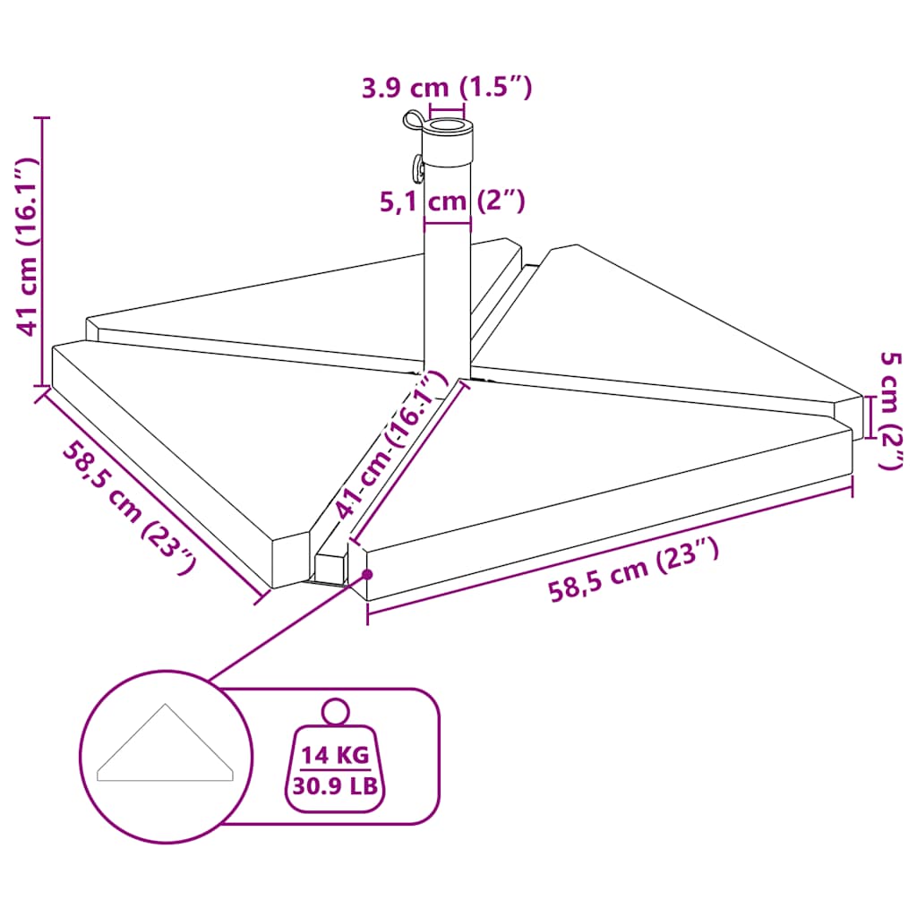 Set Base per Ombrellone da Giardino 5 pz in Granito e Acciaio