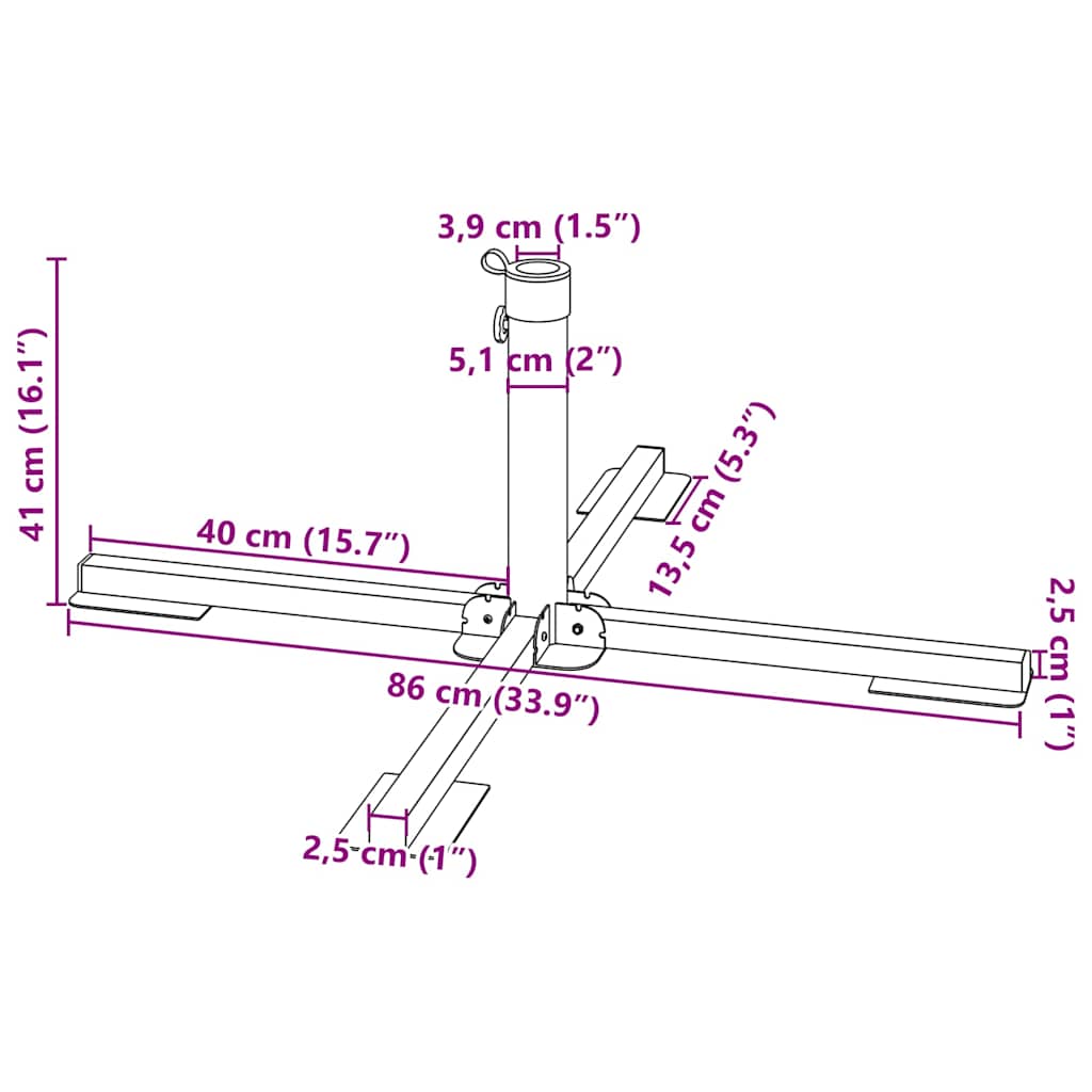 Set Base per Ombrellone da Giardino 5 pz in Granito e Acciaio