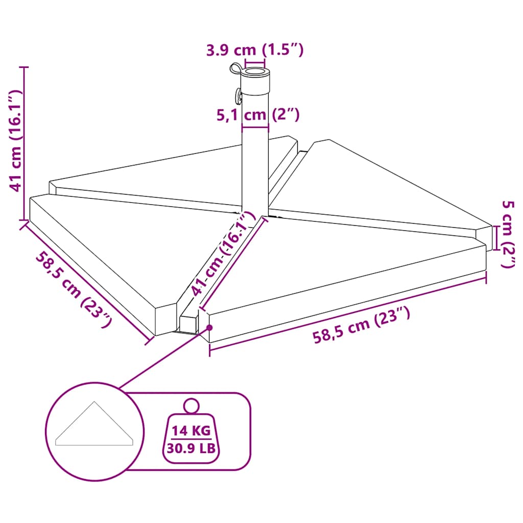 Set Base per Ombrellone da Giardino 5 pz in Granito e Acciaio