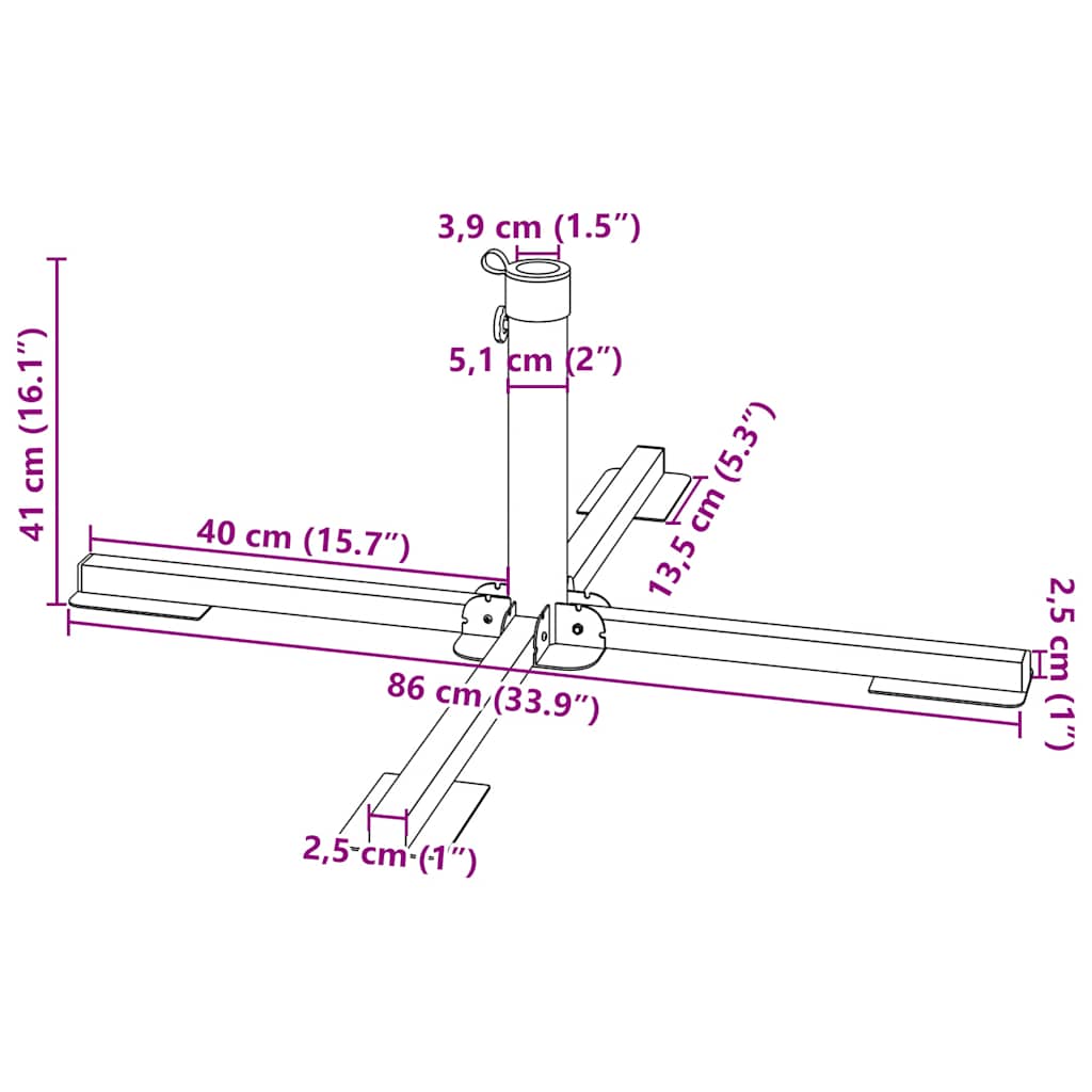 Set Base per Ombrellone da Giardino 5 pz in Granito e Acciaio