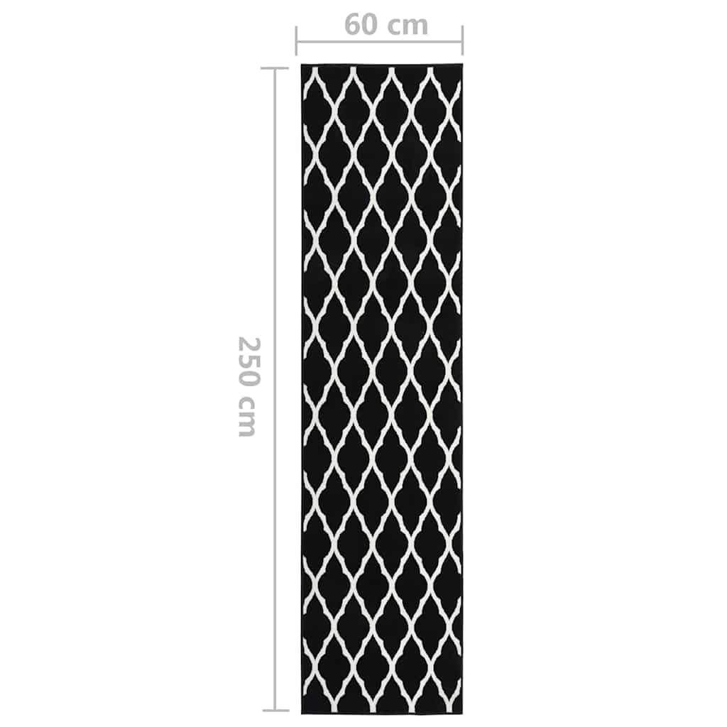 Tappeto Lungo in BCF Bianco e Nero 60x250 cm