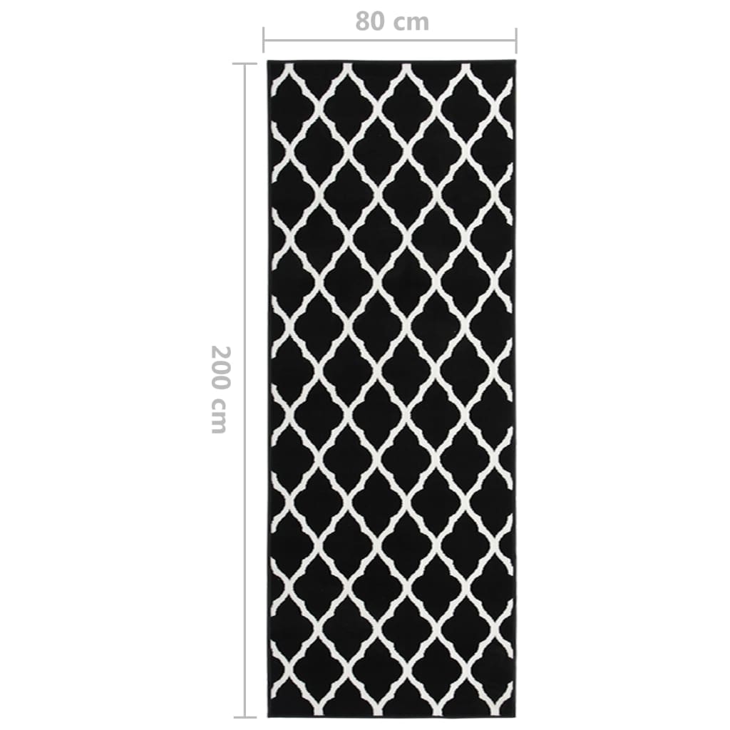 Tappeto Lungo in BCF Bianco e Nero 80x200 cm