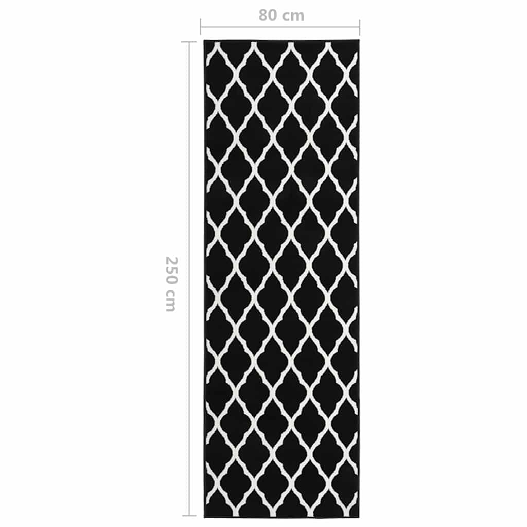 Tappeto Lungo in BCF Bianco e Nero 80x250 cm