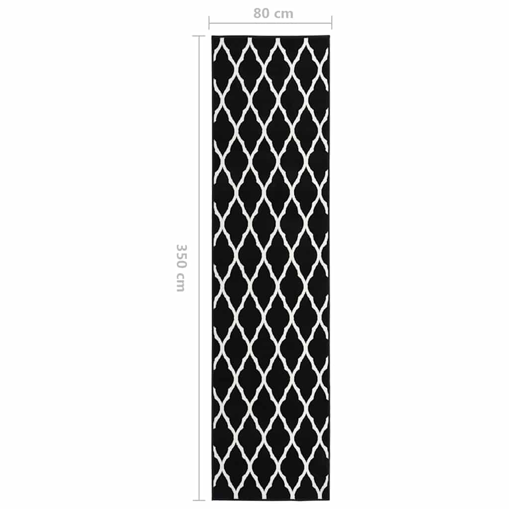 Tappeto Lungo in BCF Bianco e Nero 80x350 cm