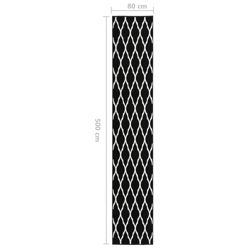 Tappeto Lungo in BCF Bianco e Nero 80x500 cm