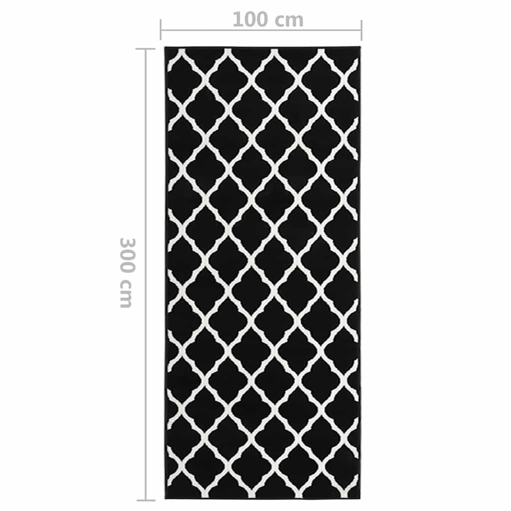 Tappeto Lungo in BCF Bianco e Nero 100x300 cm