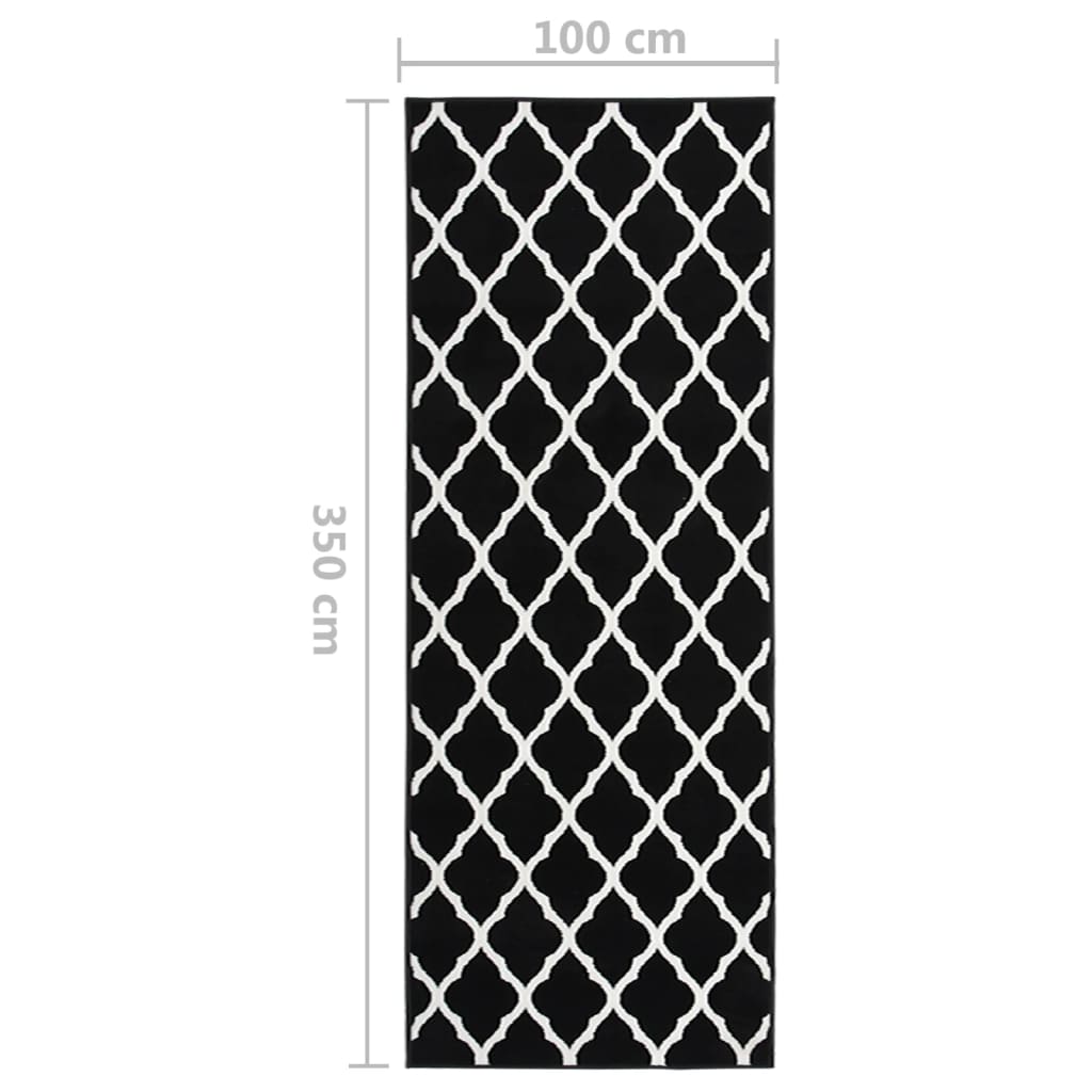Tappeto Lungo in BCF Bianco e Nero 100x350 cm