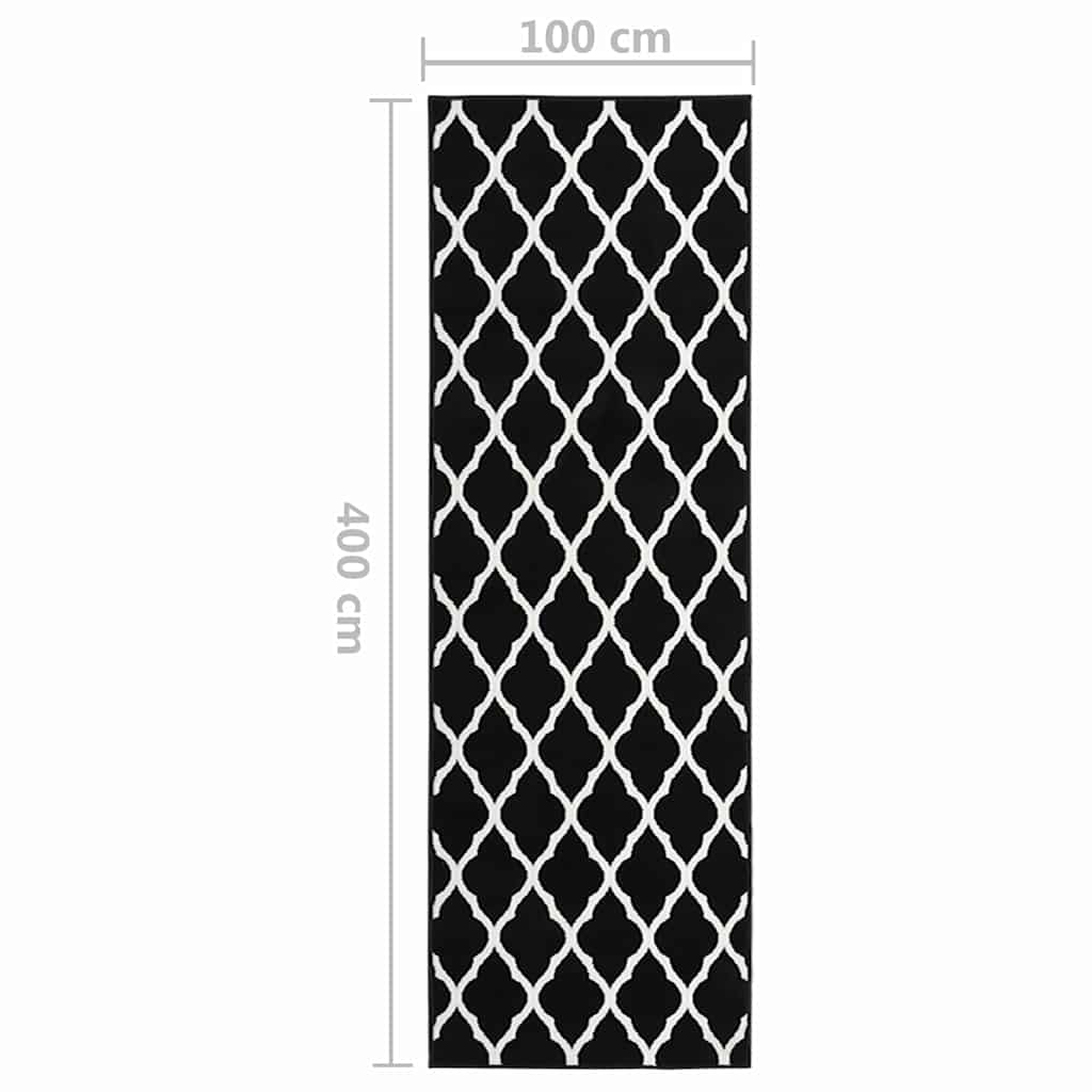 Tappeto Lungo in BCF Bianco e Nero 100x400 cm