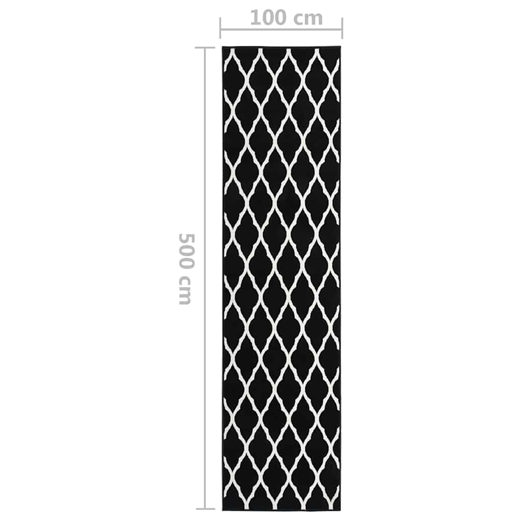 Tappeto Lungo in BCF Bianco e Nero 100x500 cm