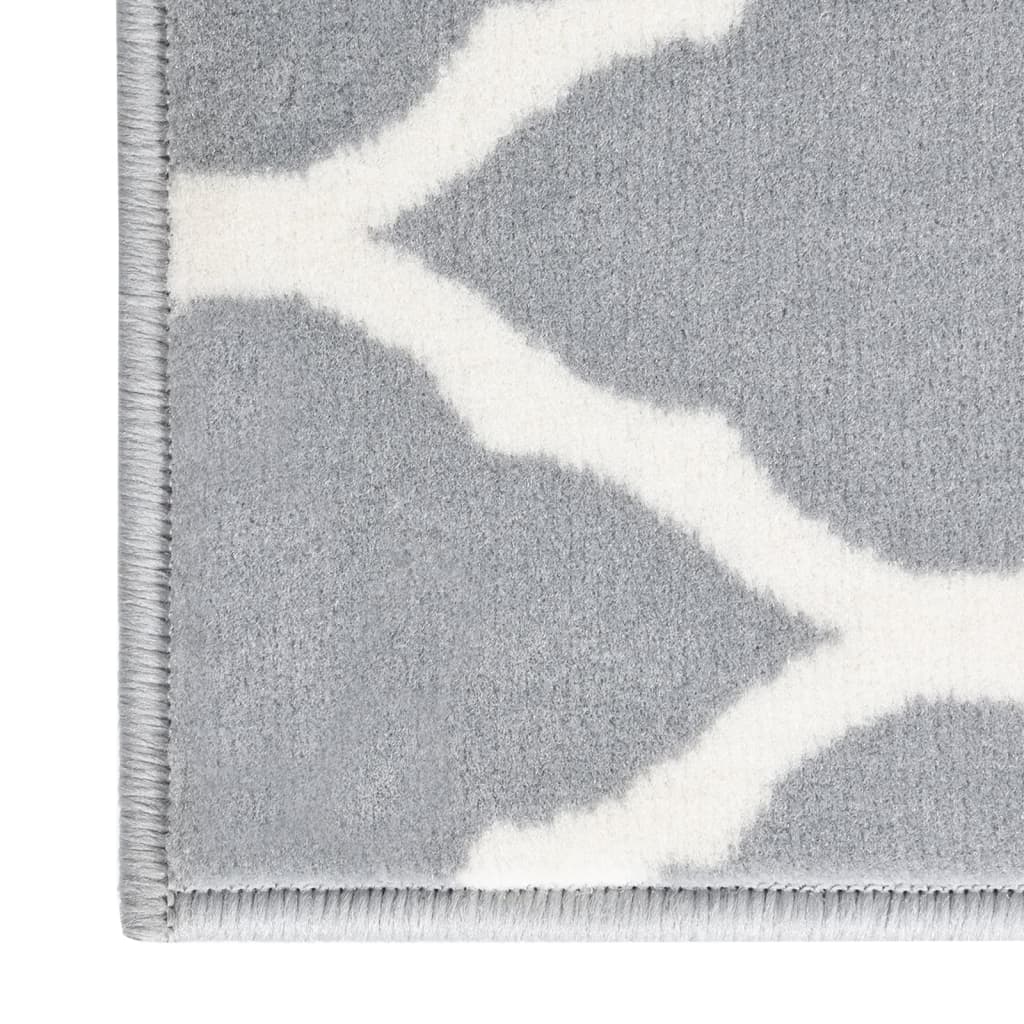 Tappeto Lungo in BCF Bianco e Grigio 60x450 cm
