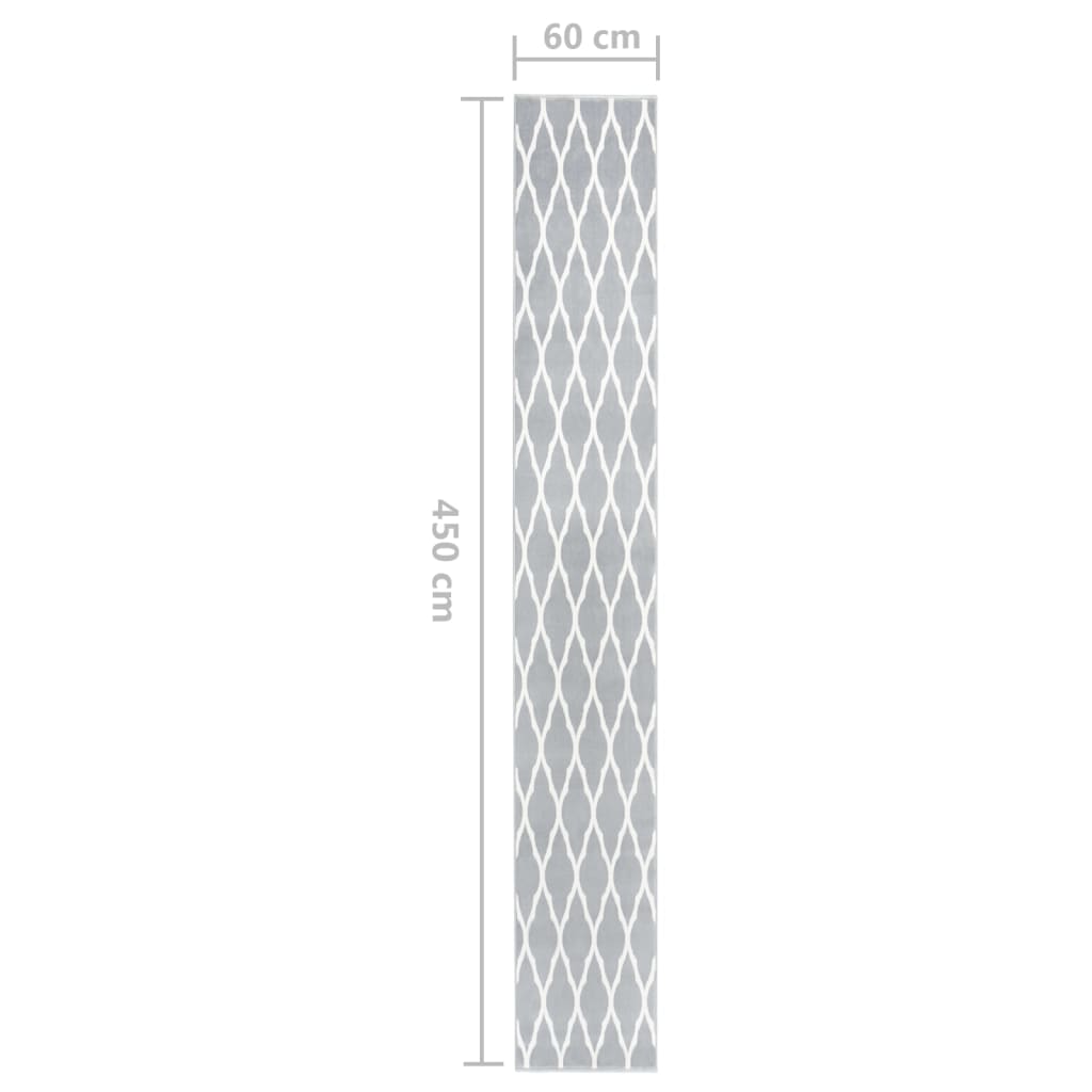 Tappeto Lungo in BCF Bianco e Grigio 60x450 cm