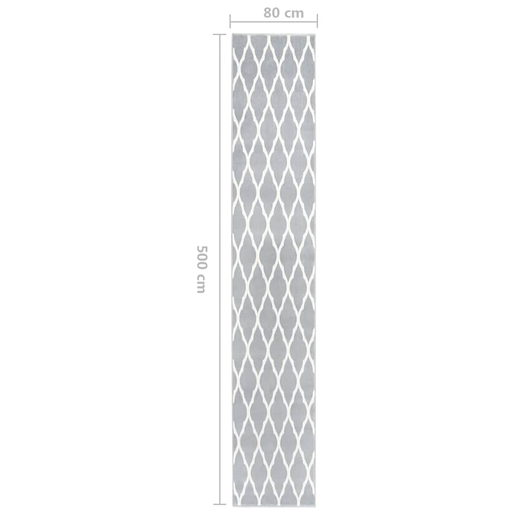 Tappeto Lungo in BCF Grigio e Bianco 80x500 cm
