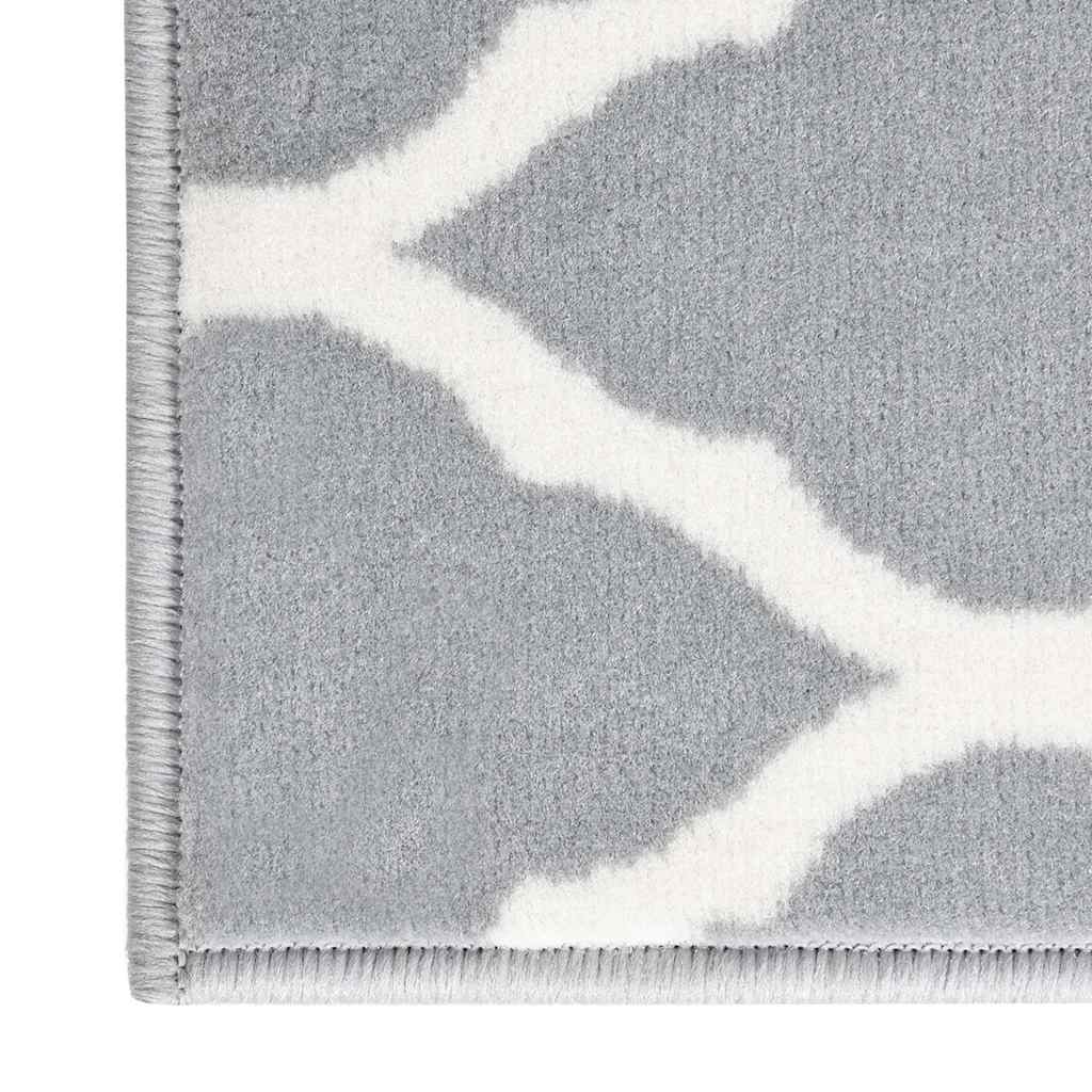 Tappeto Lungo in BCF Bianco e Grigio 100x150 cm