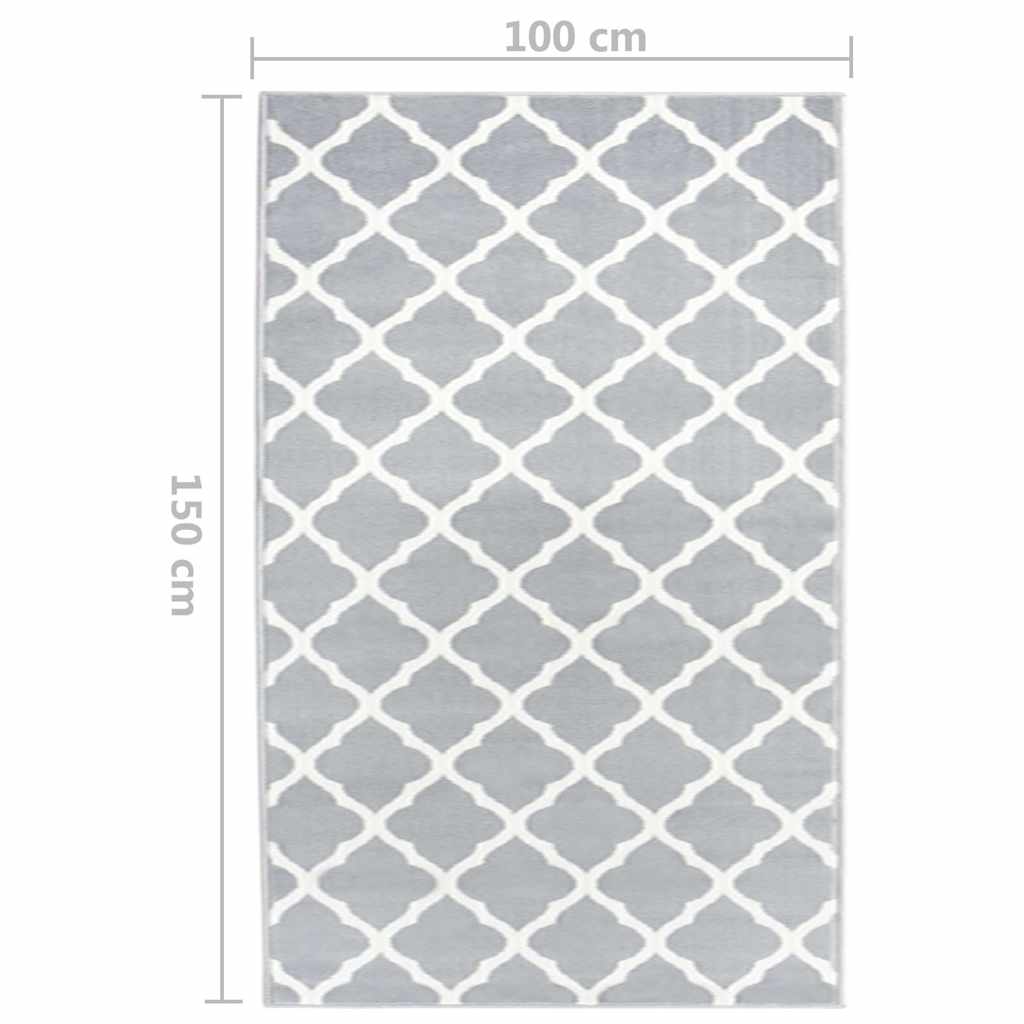 Tappeto Lungo in BCF Bianco e Grigio 100x150 cm