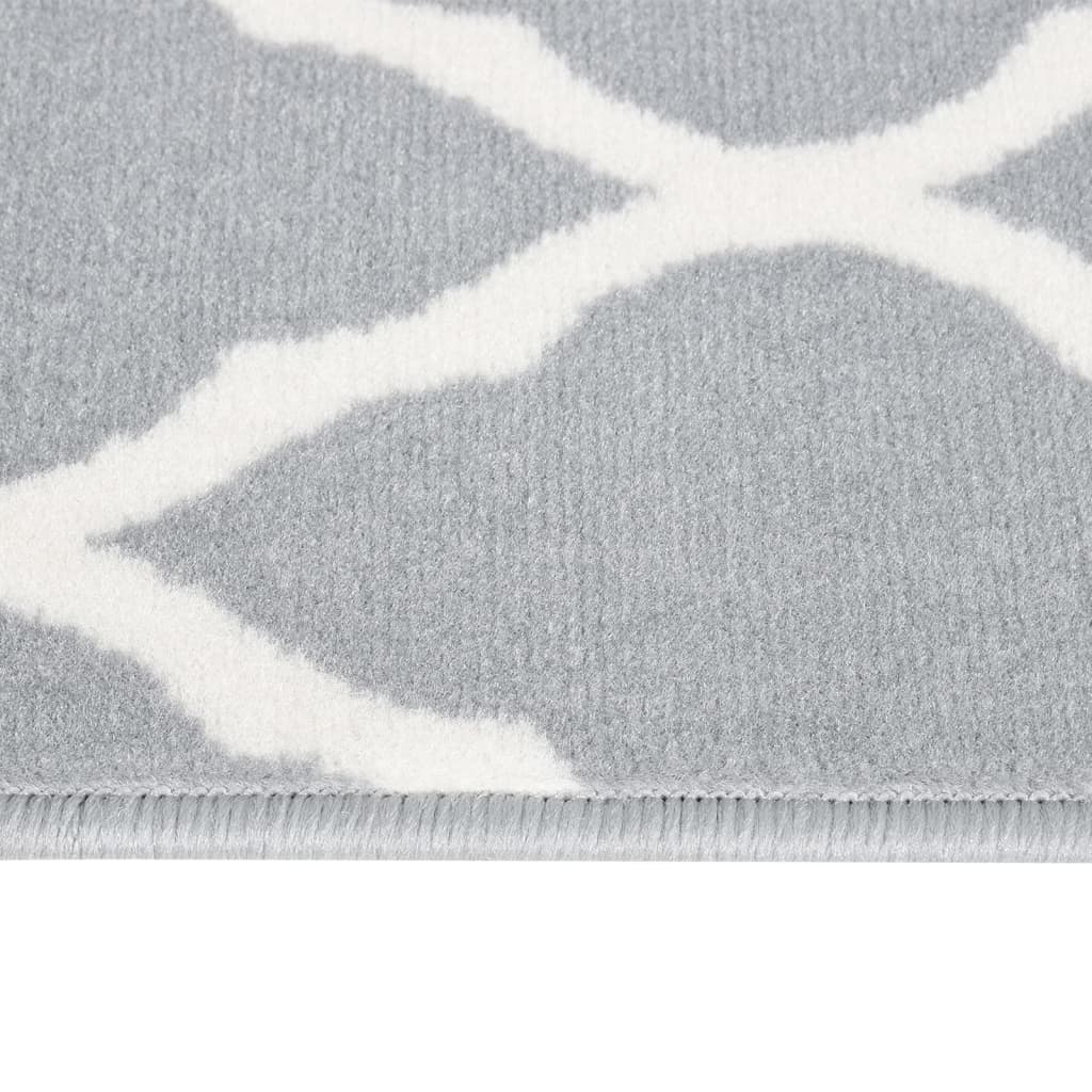 Tappeto Lungo in BCF Bianco e Grigio 100x350 cm