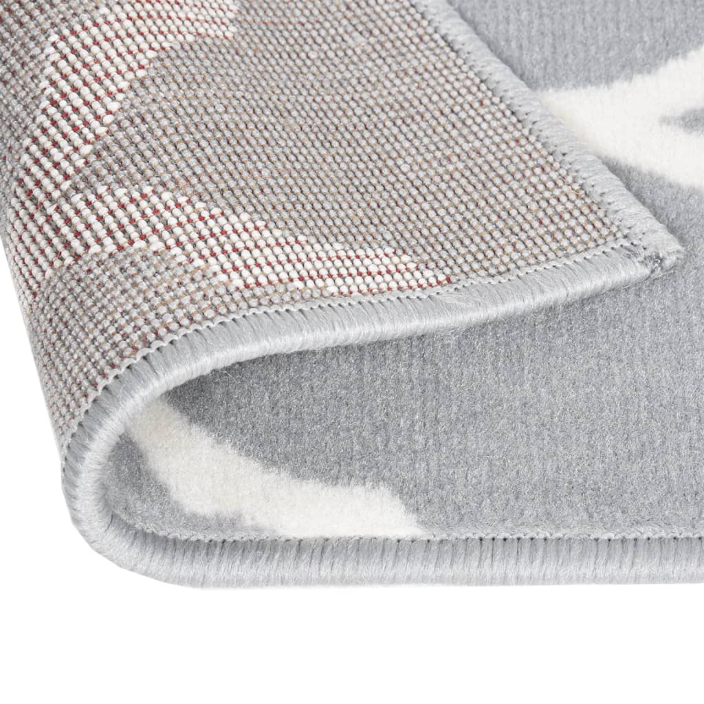 Tappeto Lungo in BCF Bianco e Grigio 100x350 cm