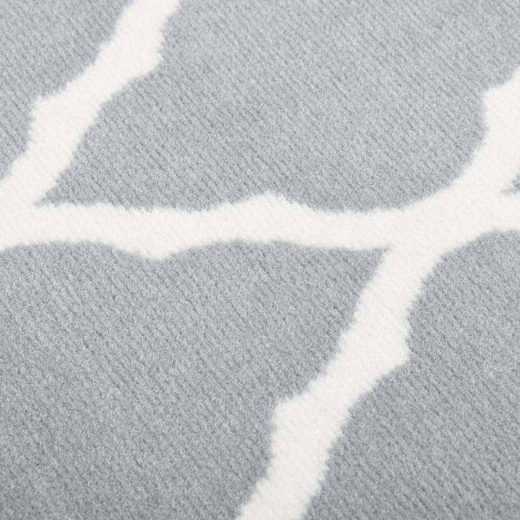 Tappeto Lungo in BCF Bianco e Grigio 100x350 cm