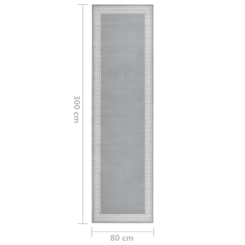 Tappeto Lungo in BCF Grigio con Motivo 80x300 cm