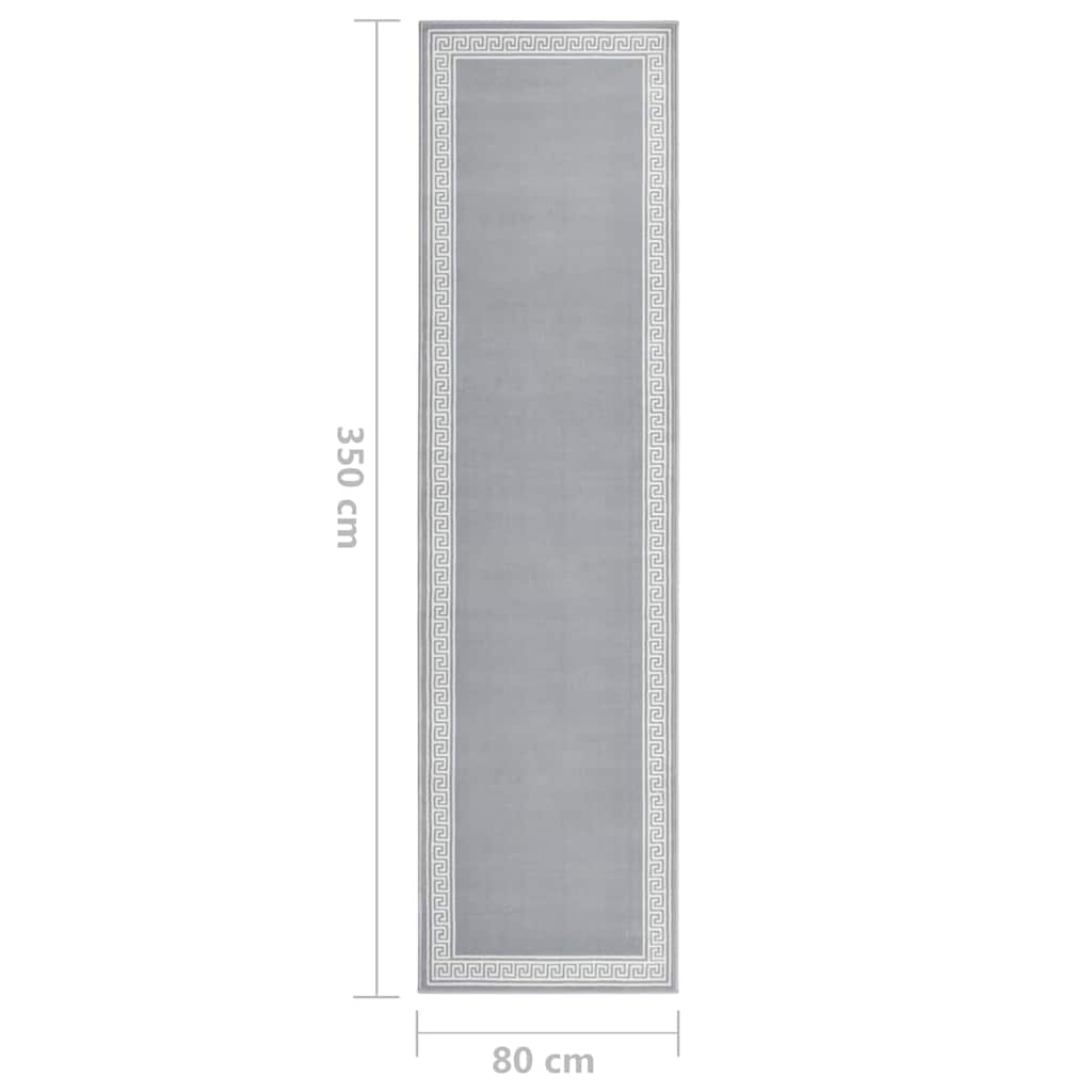 Tappeto Lungo in BCF Grigio con Motivo 80x350 cm