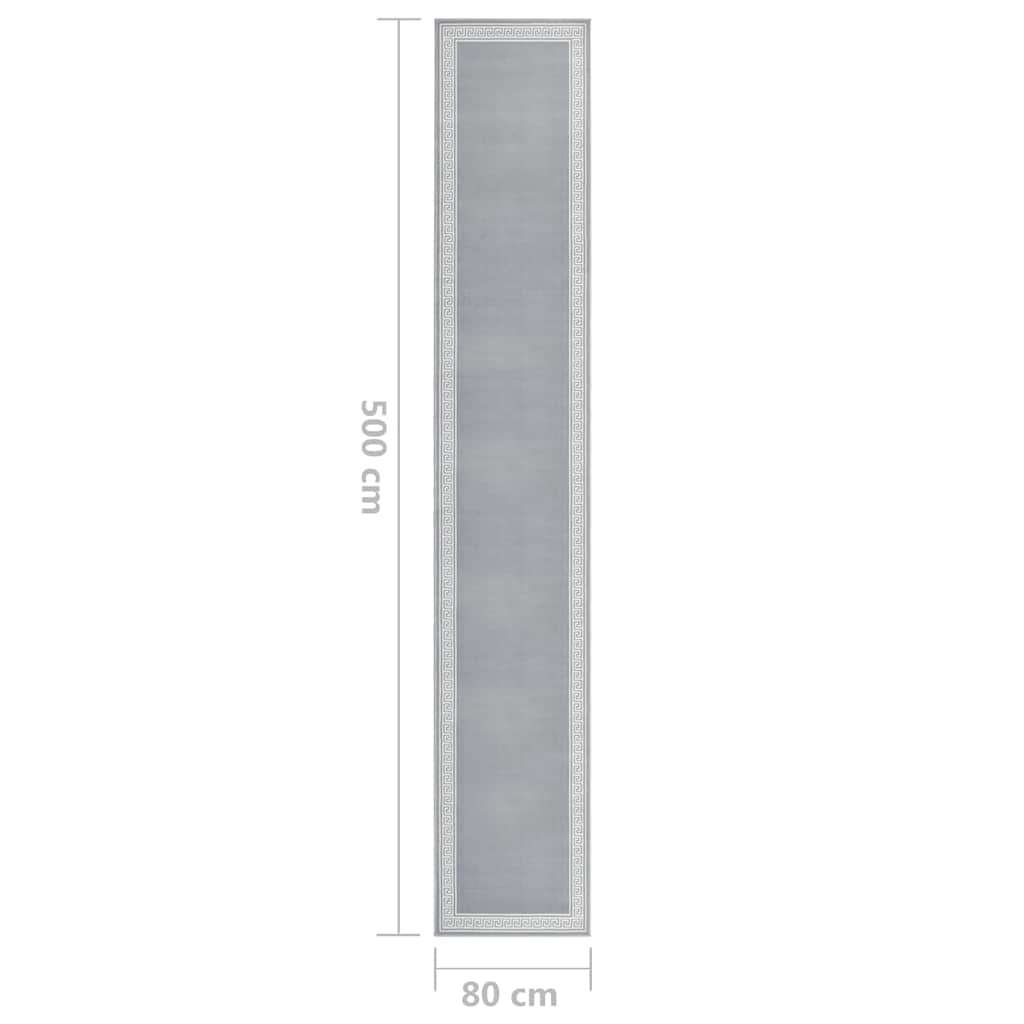 Tappeto Lungo in BCF Grigio con Motivo 80x500 cm