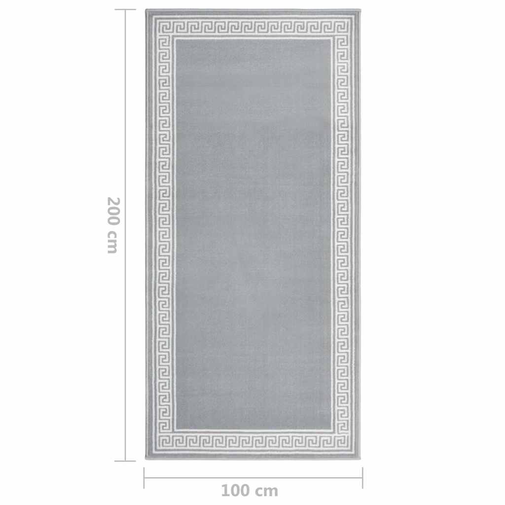 Tappeto Lungo in BCF Grigio con Motivo 100x200 cm