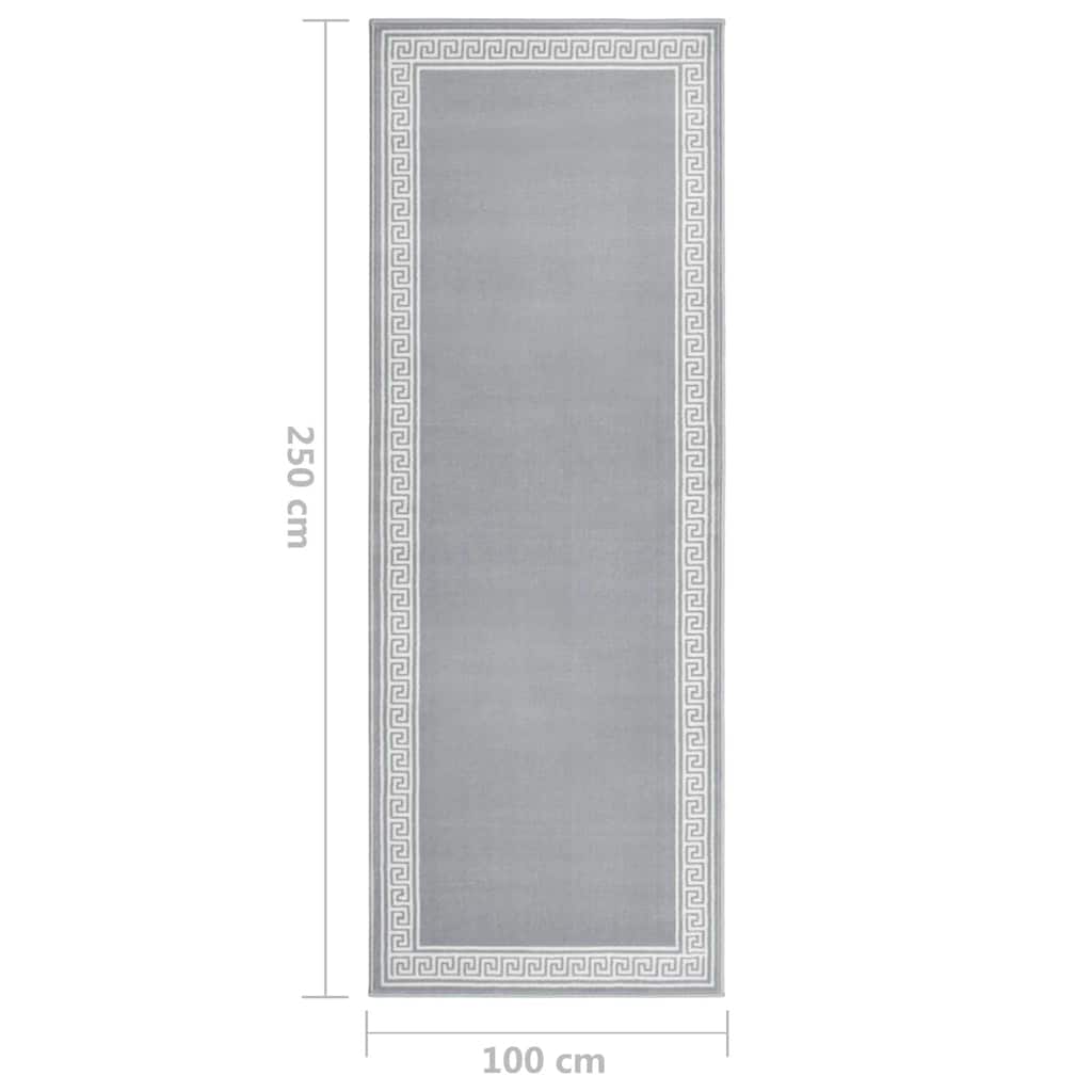 Tappeto Lungo in BCF Grigio con Motivo 100x250 cm