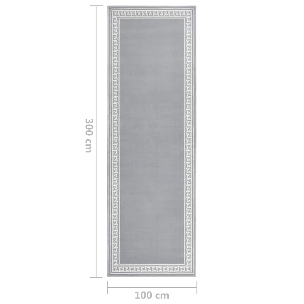 Tappeto Lungo in BCF Grigio con Motivo 100x300 cm