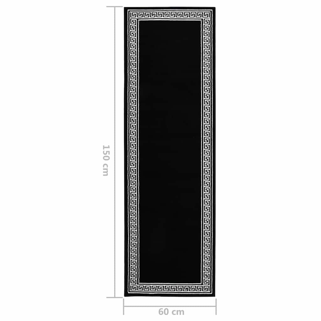 Tappeto Lungo in BCF Nero con Motivo 60x150 cm