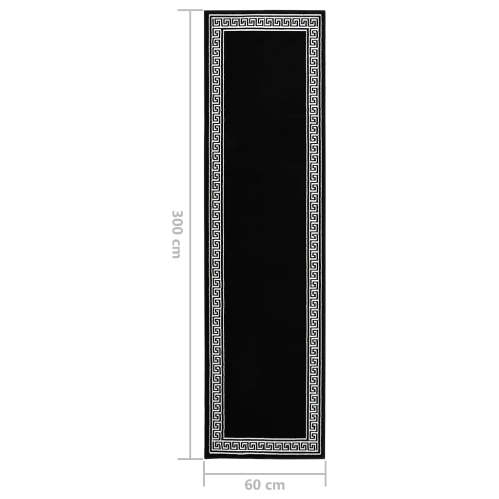 Tappeto Lungo in BCF Nero con Motivo 60x300 cm