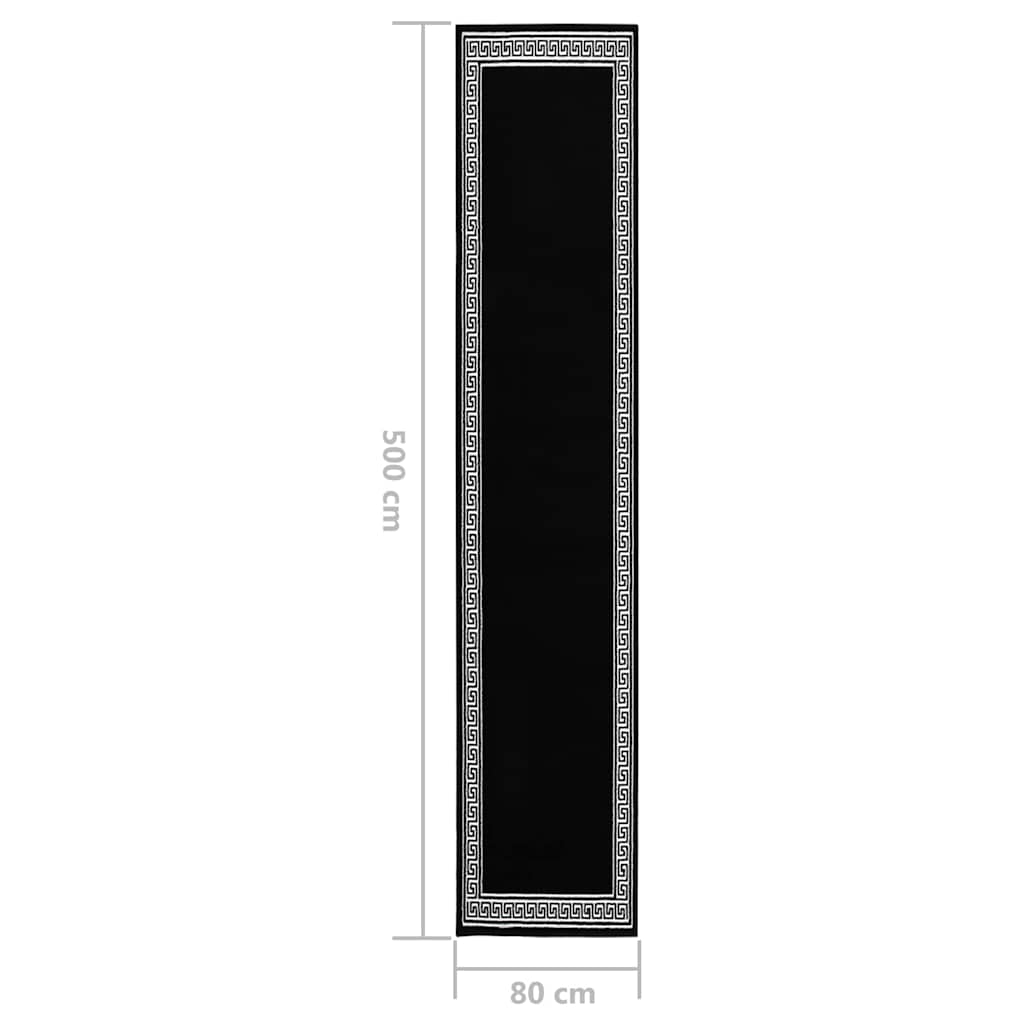 Tappeto Lungo in BCF Nero con Motivo 80x500 cm